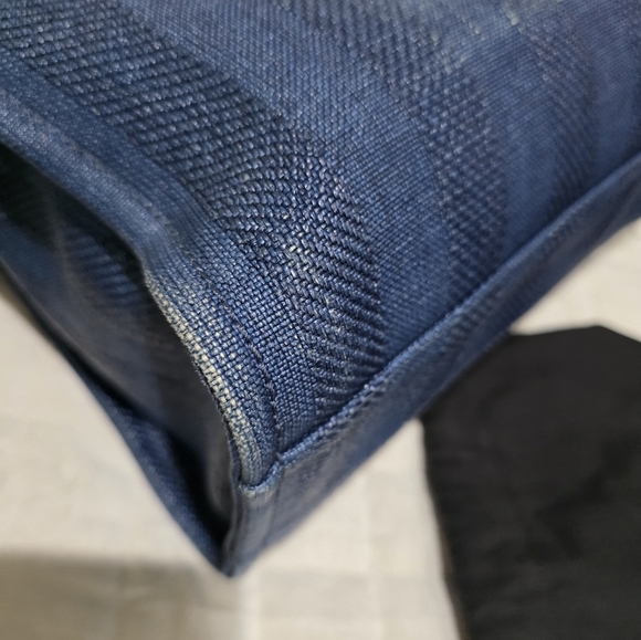 Chanel Mixed Fibers Striped Small Deauville Tote Navy Blue - Picture 16 of 16